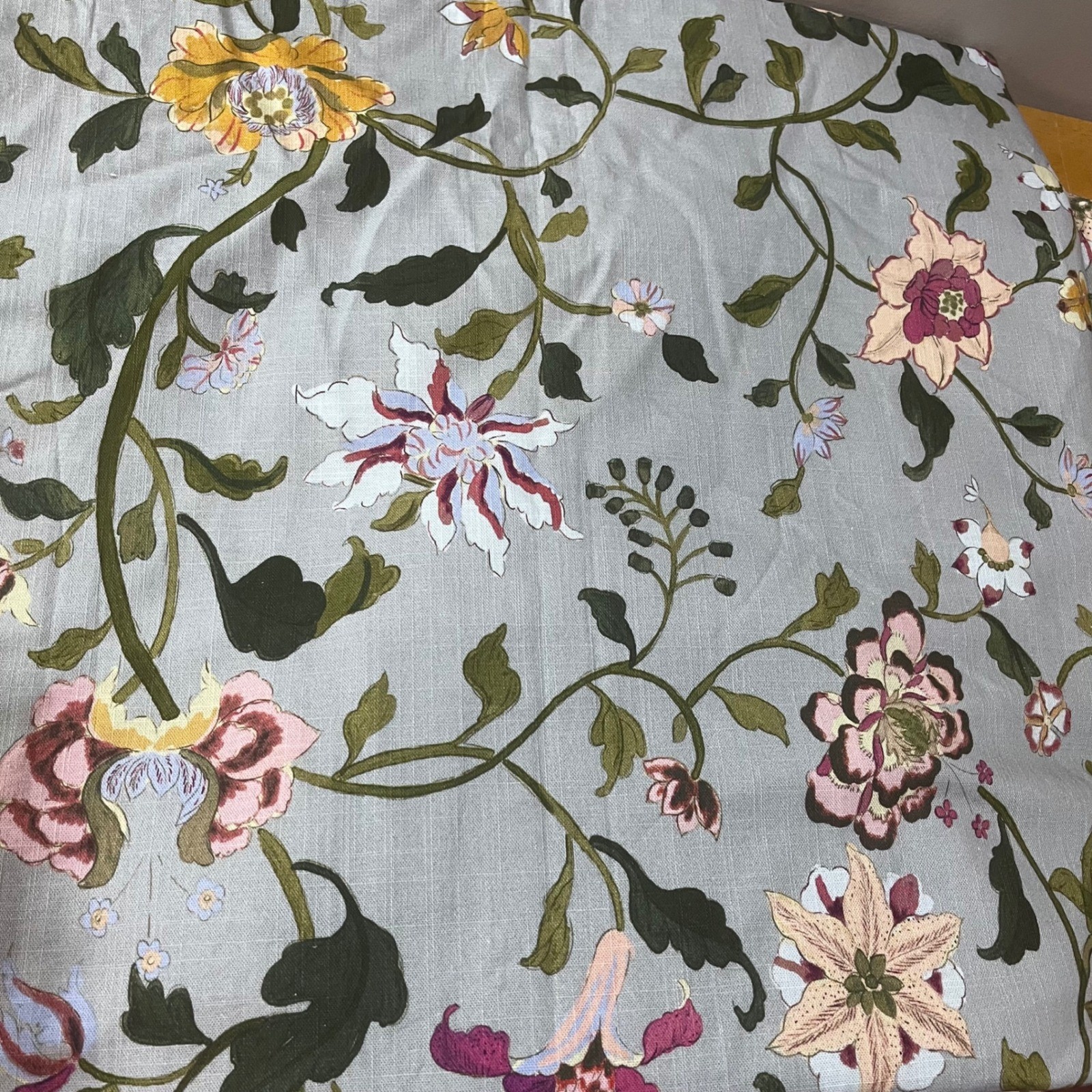 Anthropologie Hattie Floral Curtain (2) Panels Blue Pink 50×96 Lined Botanical