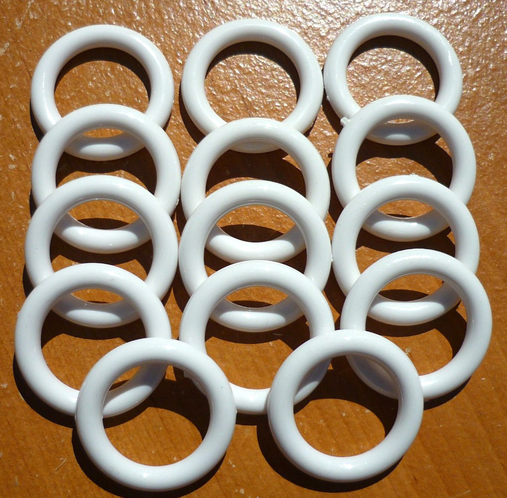 (28) Vintage Kirsch White Cafe Rings 1″ Sew-In Cafe Curtain Rings for 9/16″ Rods