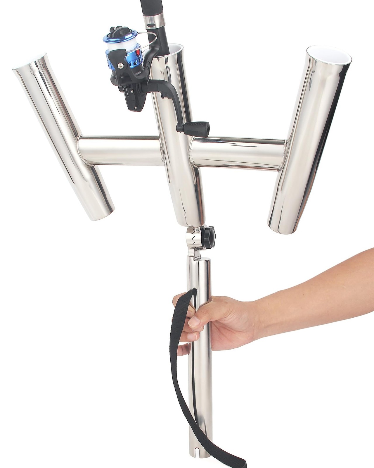 3 Tube Rod Holder-Stainless Steel Trident Outrigger Stylish-Tree Triple Rod H…