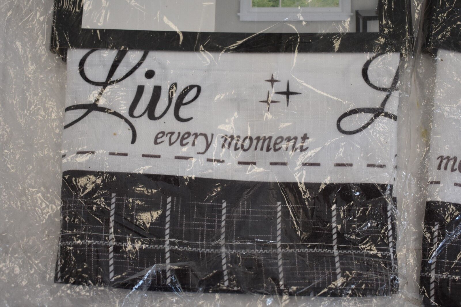 Live Love Laugh Decorative Curtain Valance 58″ x 14 Polyester Charcoal 2 Pack