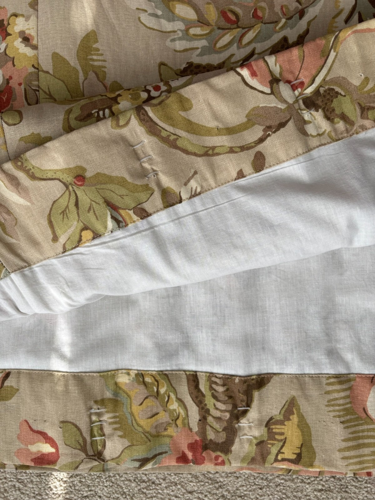 2 POTTERY BARN Linen Blend Vanessa Floral Palampore Curtain Panels 71″x84″ READ