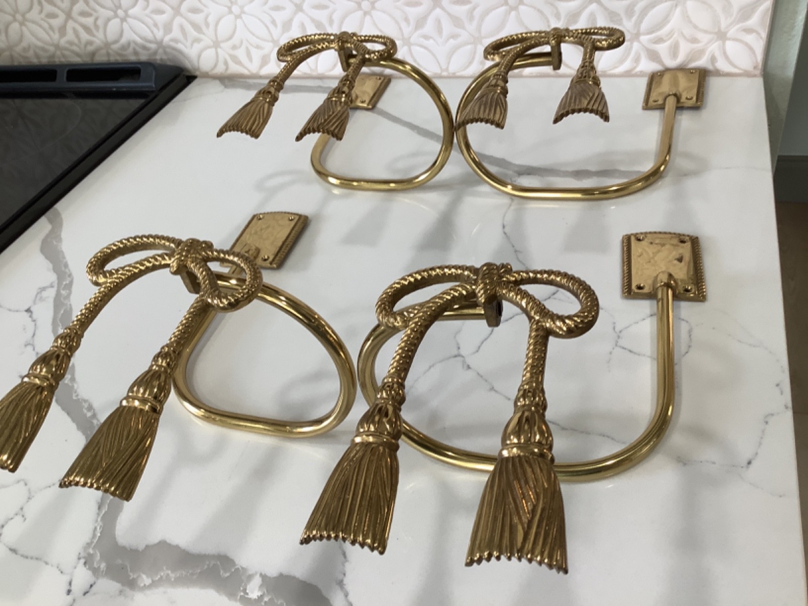 Solid Brass Curtain Tiebacks -Ribbon Bows- Set of 4 Made in India