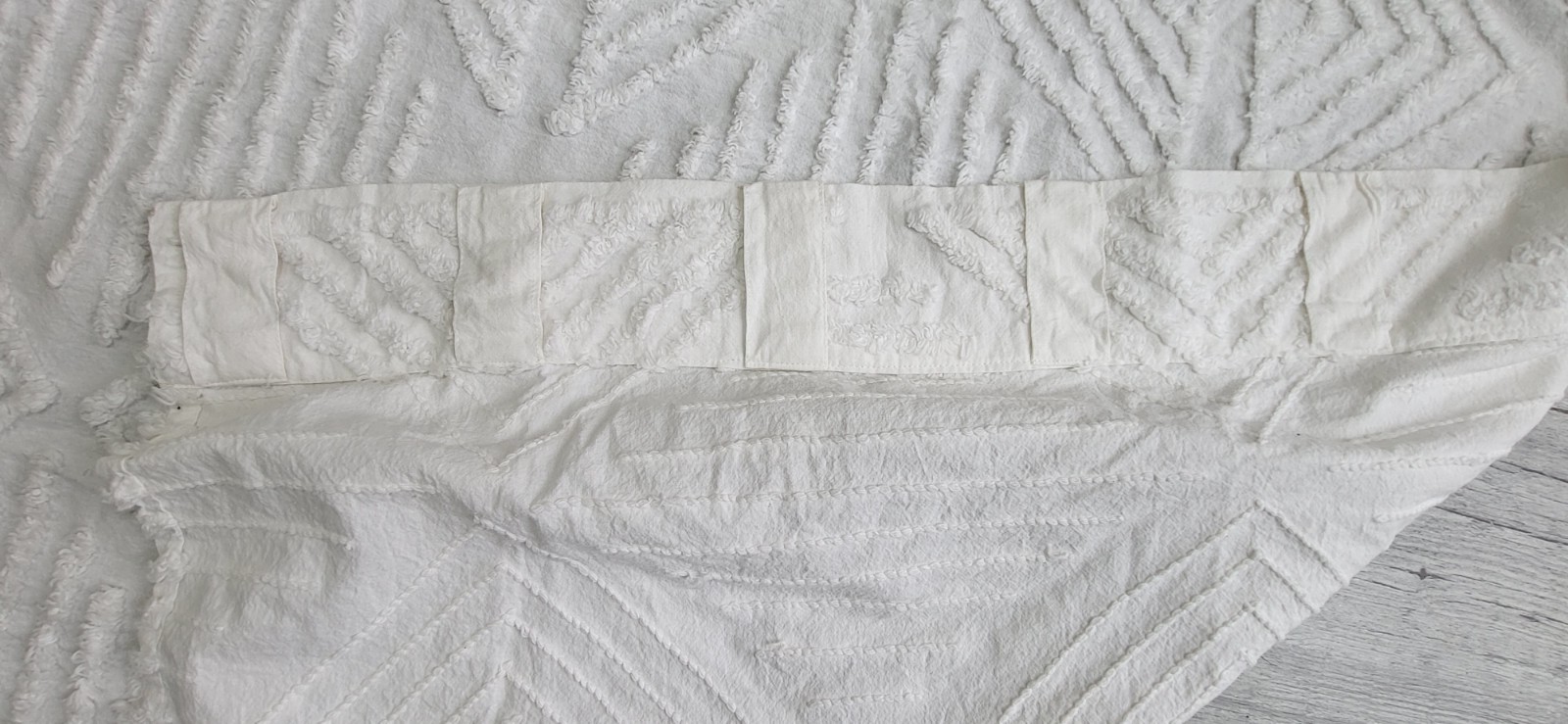 RACHEL ASHWELL Shabby Chic White Chenille Curtain Panels Set Of 2 Panels 81×41