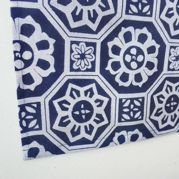 Japanese Traditional Handmade Linen Noren Curtain – Ancient Pattern, Indigo Blue