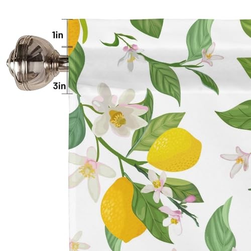 Floral Curtain Valances for Windows, Kitchen 42″W x 12″L (Pack of 1) Lemon