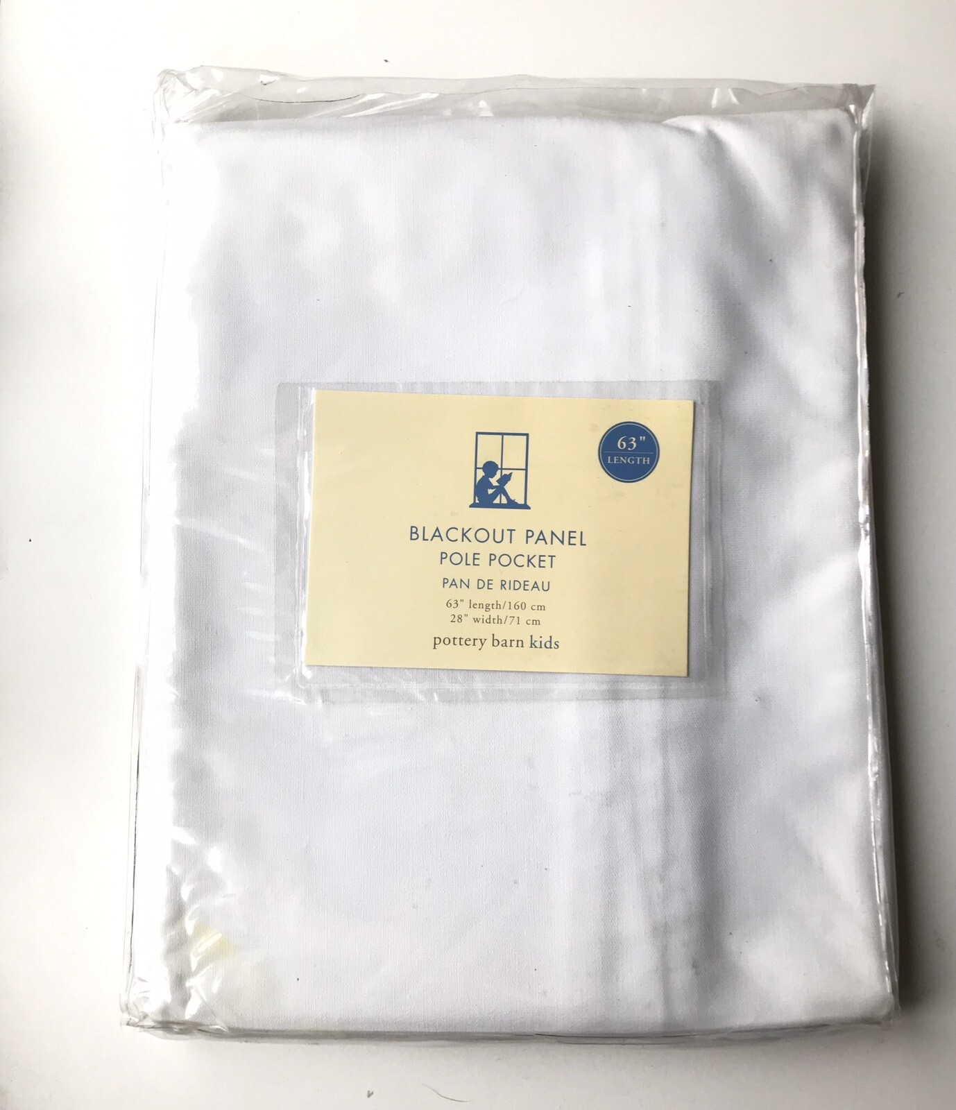 Pottery Barn Kids White Blackout Panel Pole Pocket 63 X 28 Drapery New