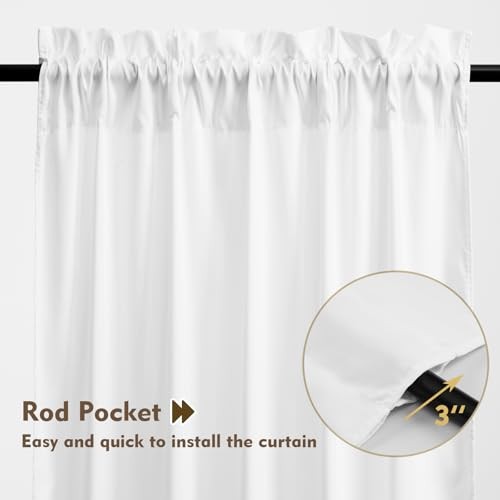 2Pcs 36inch Kitchen Tier Curtains for Windows,Semi 30″W x 36″L(Pack of 2) White