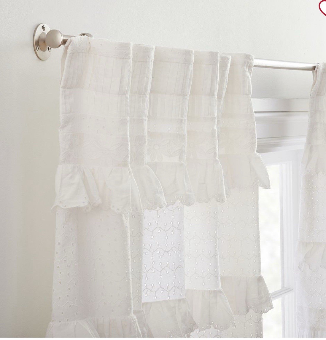 New OnePottery Barn Teen LoveShackFancy Eyelet Curtain drape 48 X 96 NWT WHITE