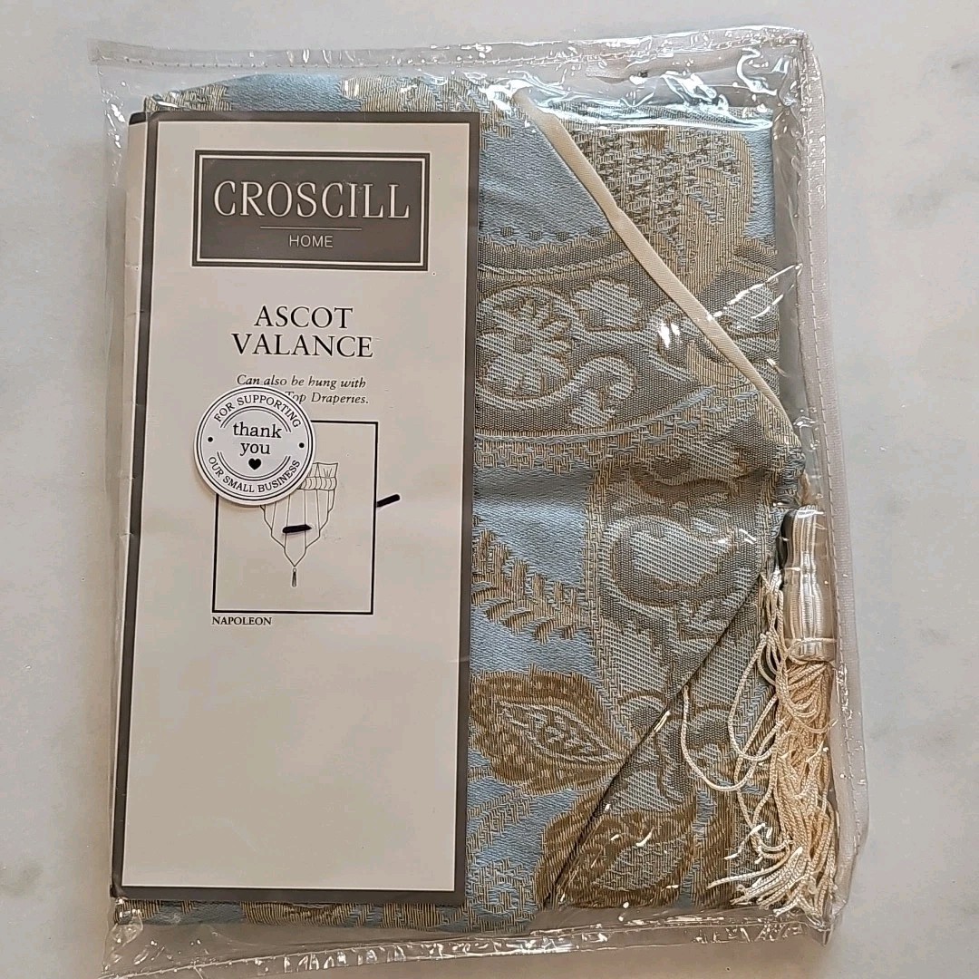 Vintage Croscill Nicollette Napoleon Ascot Valance BLUE & GOLD 40″ x 25″ NEW