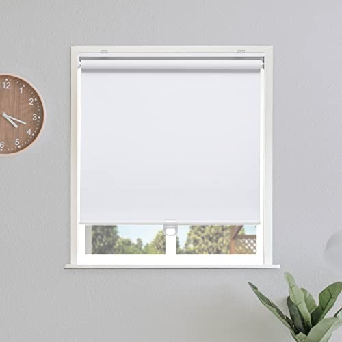 Blackout Roller Shades Blinds Cordless for Windows Pull Down 23″W x 72″H White