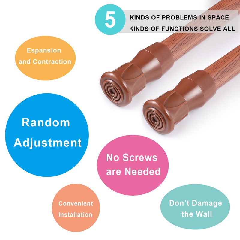 Telescopic Rods 23-44″ Heavy-Duty Steel Tension Curtain Rod Pole for Window Door