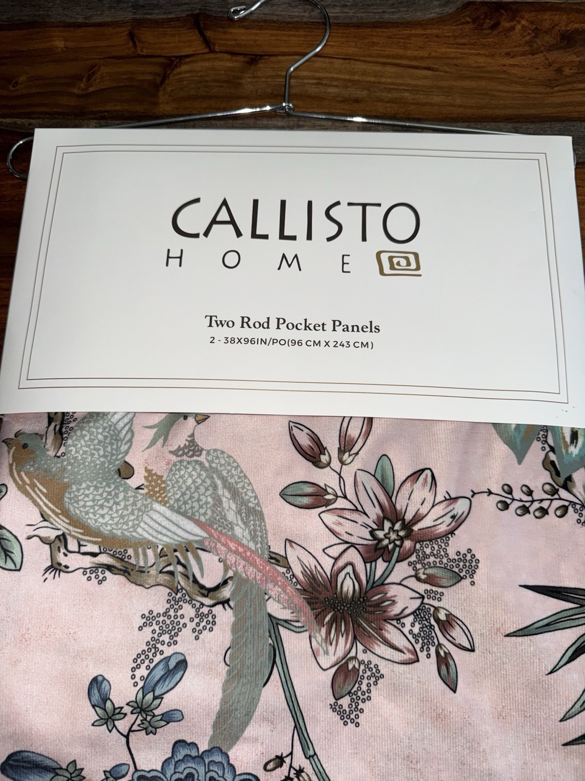 Callisto Home PEACOCK FLORAL Window Pink Curtains 2 Panel Set 38×96″ LIGHT BLUSH