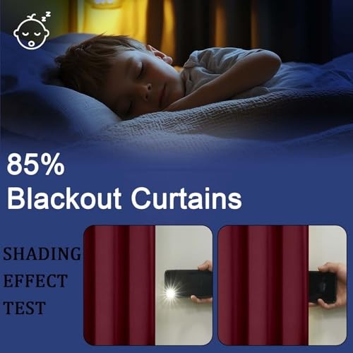 Sally Short Blackout Curtains for Bedroom 40″W x 54″L (Pack of 2) Burgundy