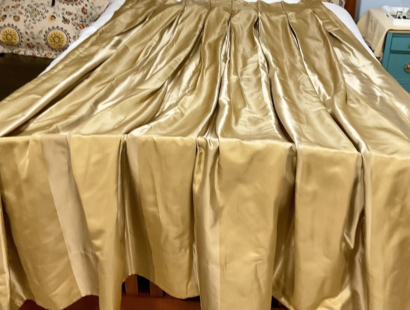 Restoration Hardware Thia Silk CurtainsPleated Interlined Thermal/ Gold/Tan