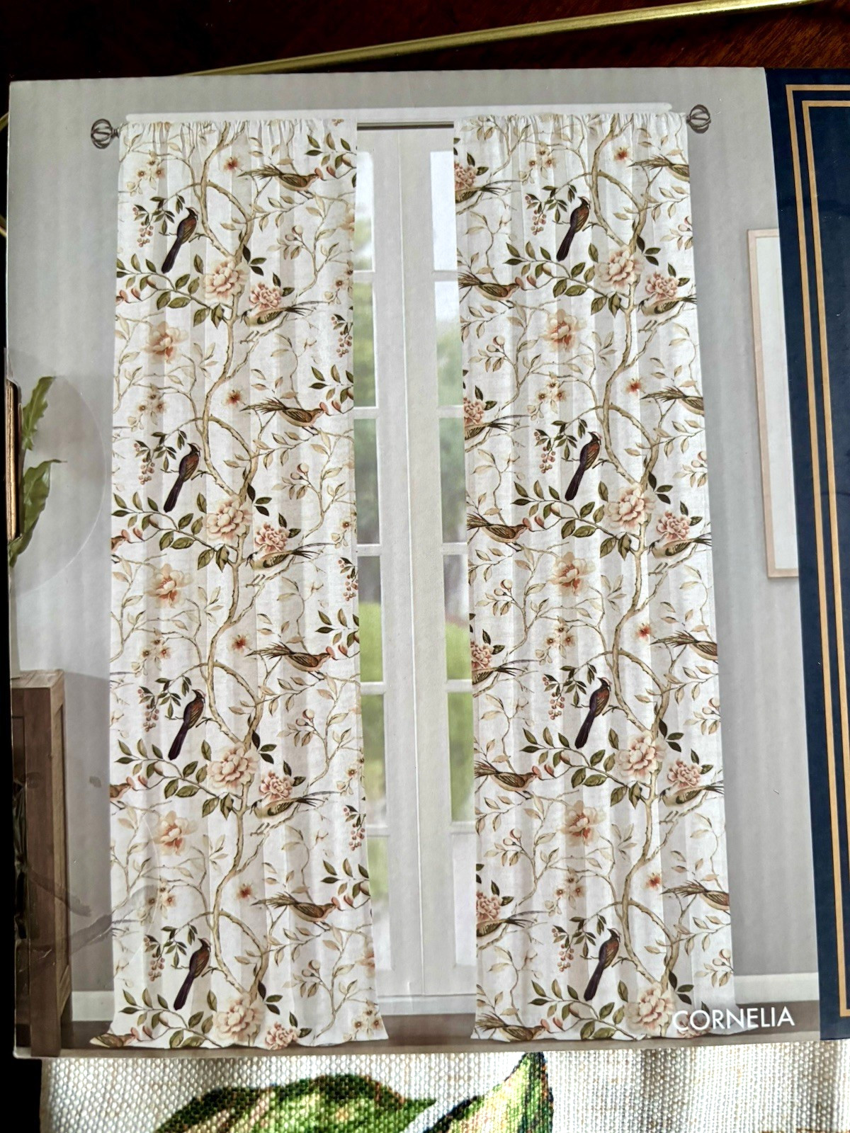 Bon Luxe Floral Birds Curtains 37″ x 96’ Botanical 2 Panels Rod Pocket New