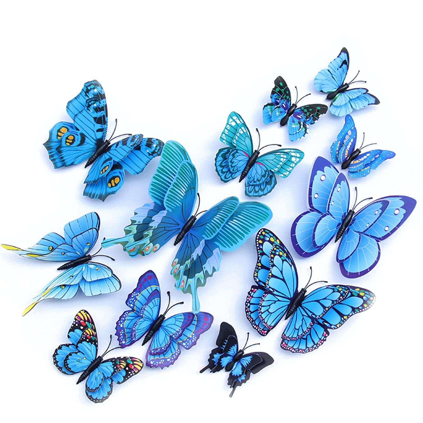 OPSEAM Butterfly Wall Decor 24/48 PCS, 3D Butterflies Stickers for Party Blue