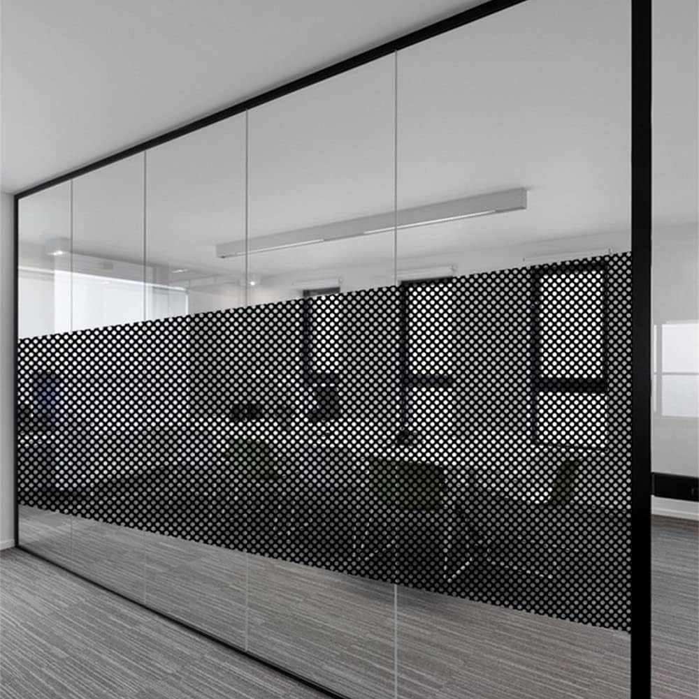 One-way Perforated Black Vinyl Privacy Window Film Electrostatic Adhesive Glass