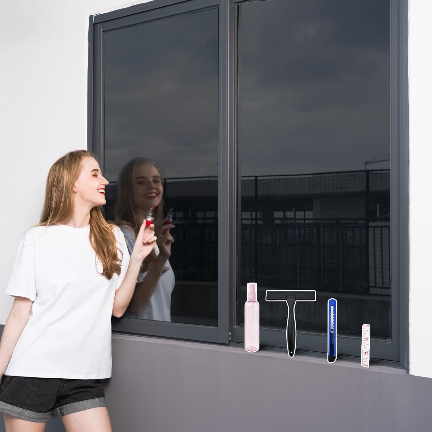 One Way Window Privacy Film with Tools, Malleable Window Tint for Home, Two Side