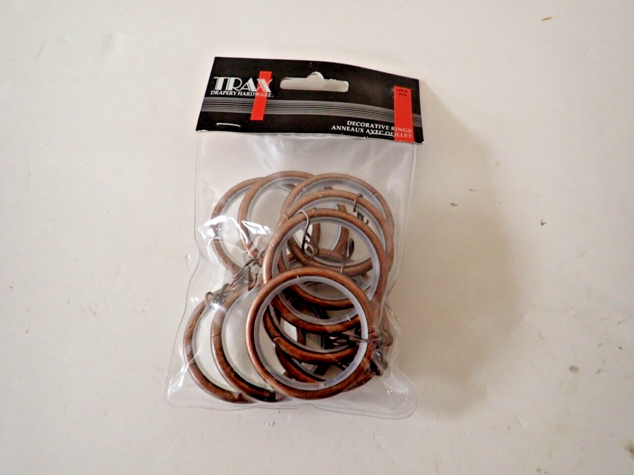 Drapery ” Walnut ” color Decorative Rings By TRAX Fits 1 1/4″ rod. Pack of 10