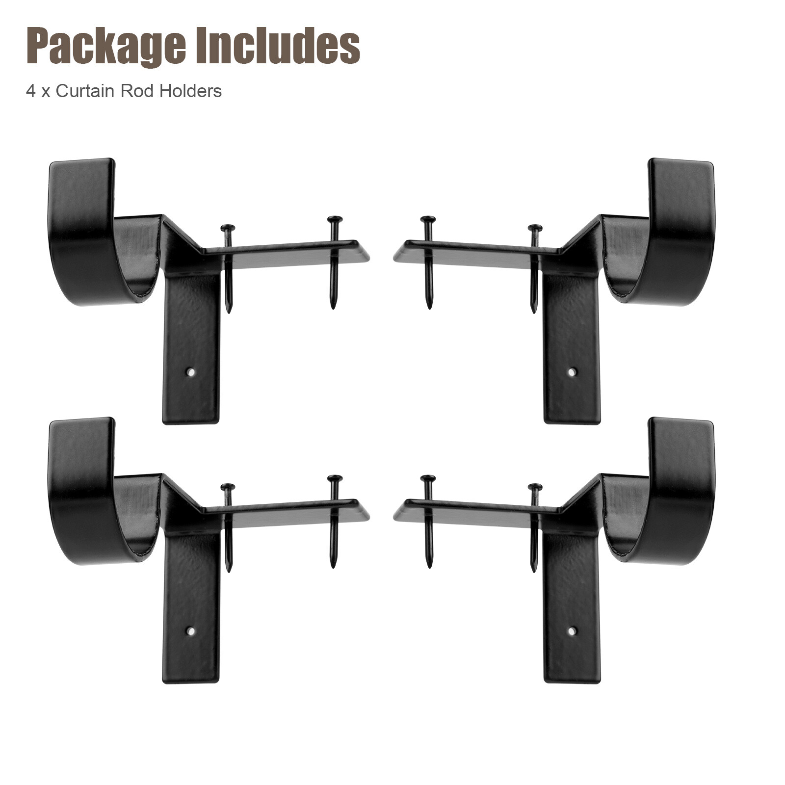 4Pcs Curtain Pole Brackets No Drill Curtain Rod Holder Into Wooden Window Frame