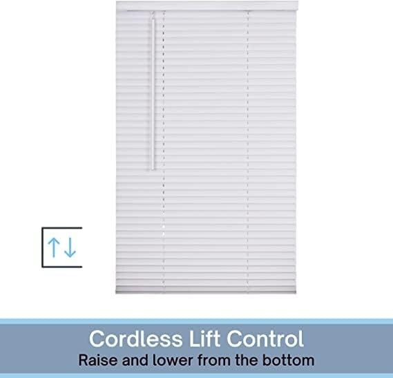 LOTUS & WINDOWARE Cordless 1″ Vinyl Mini Blind 24″ Wide x 64″ Long, White Blanco