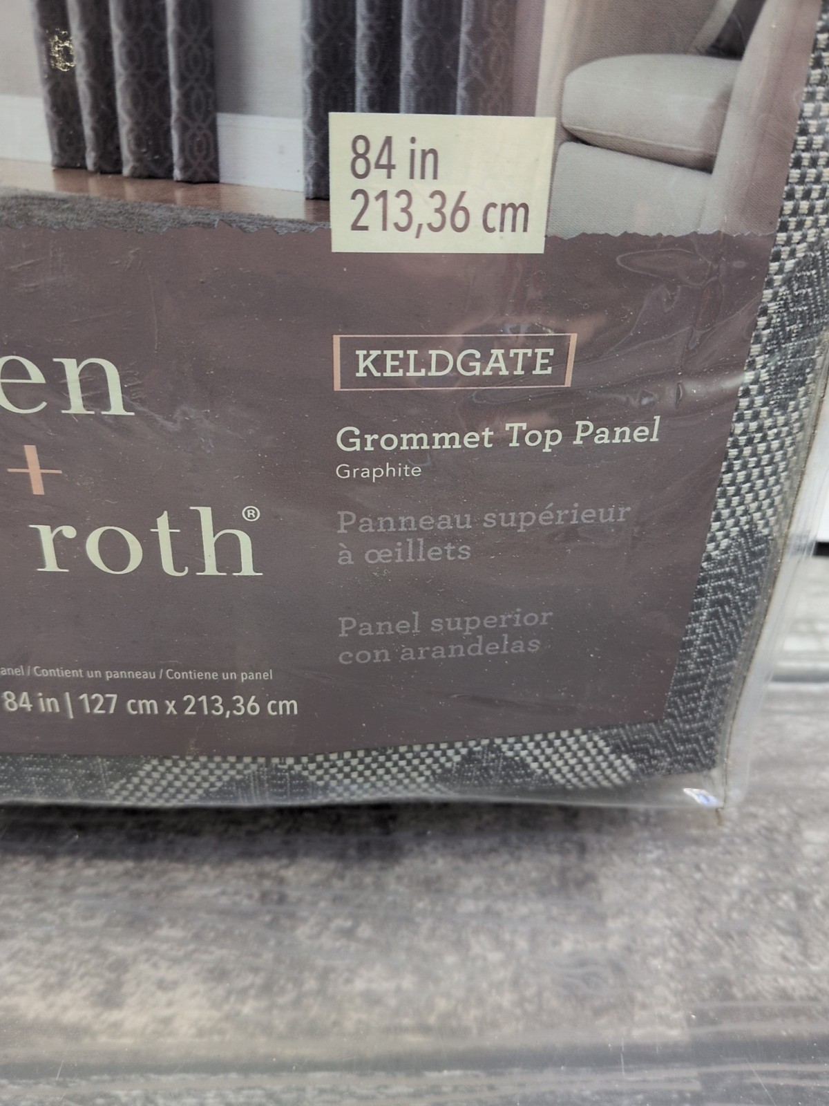 allen + roth Keldgate 84 in Graphite Gray Single Grommet Top Curtain Panel (F3)