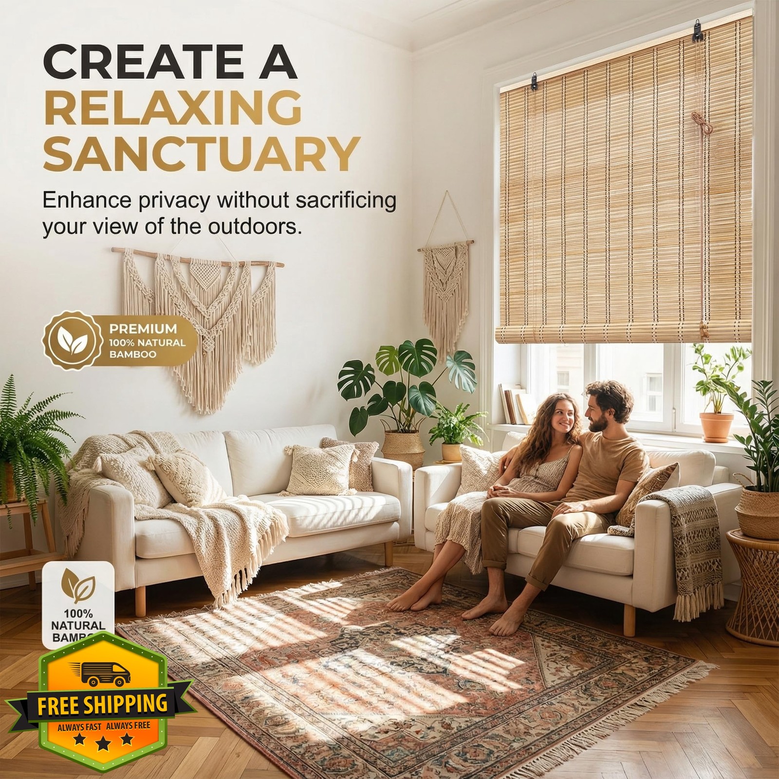 Lignity Bamboo Blinds 23″W x 72″H