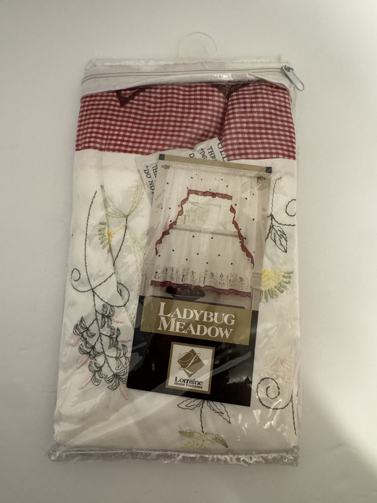 Lorraine Lady Bug Meadow 56” W X 24” L Tier Curtain NIP
