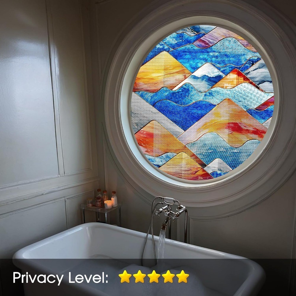 Rainbow Window Film Privacy Stained Glass Decorative Cling Peel and Stick