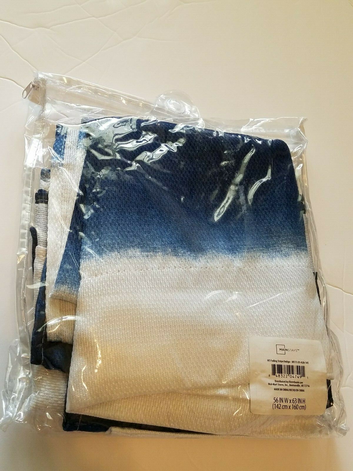 Mainstays Fading Stripe Indigo Blue White 56×63 Set of 4 panels