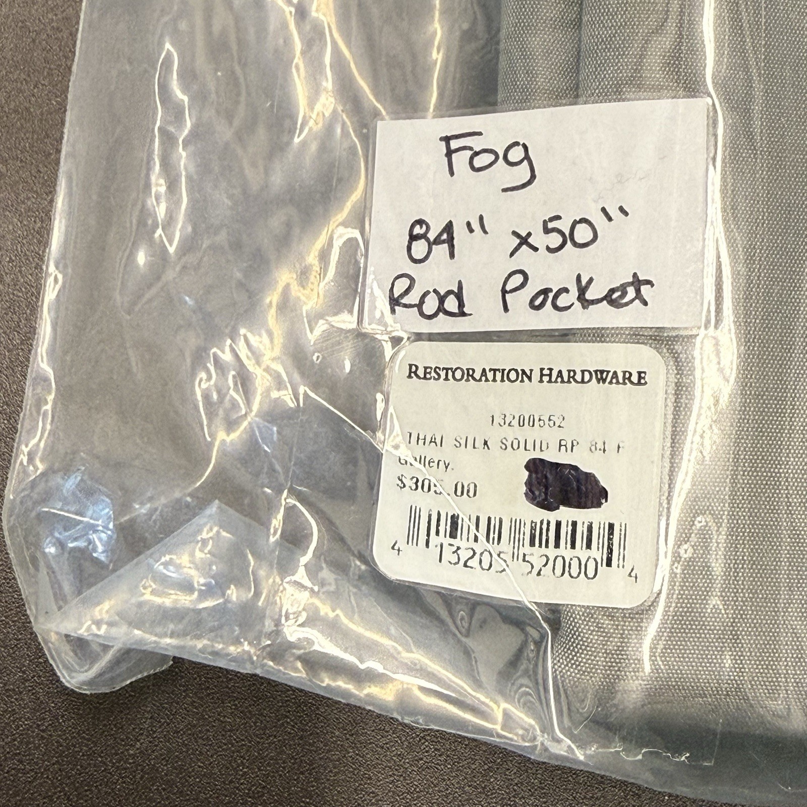 Restoration Hardware Thai Silk Solid Rod Pocket Drapery Curtain 50×84” Fog