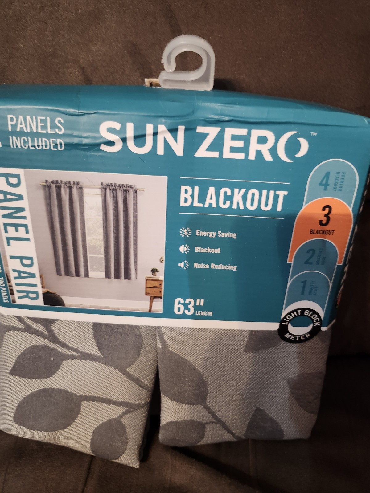 Sun Zero Linen Gray Blackout Rod-Pocket 2 Curtain Panels, 40″x63″