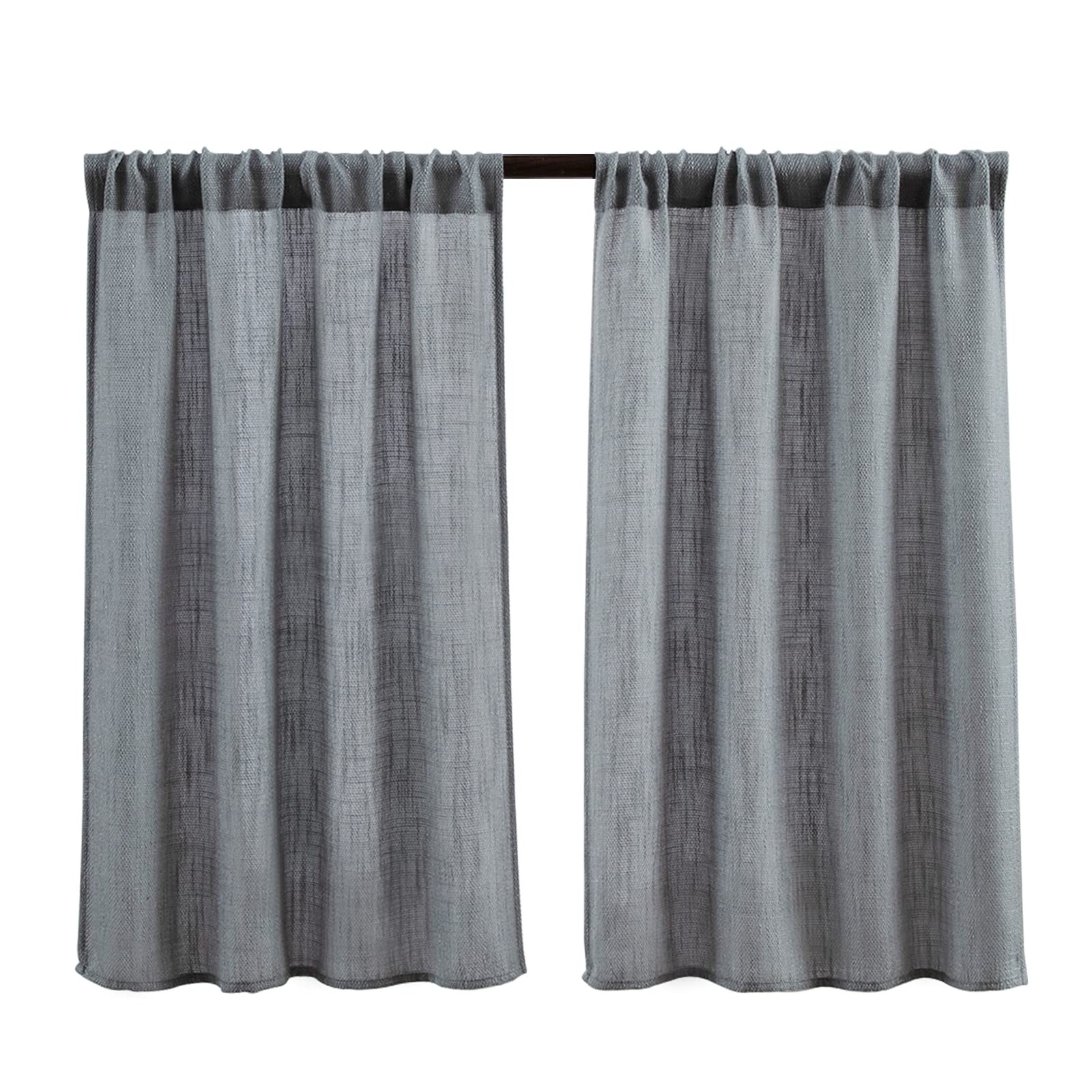 Valea Home Soft Burlap Short Curtains Rustic Natural Rod Pocket Curtain Panel…