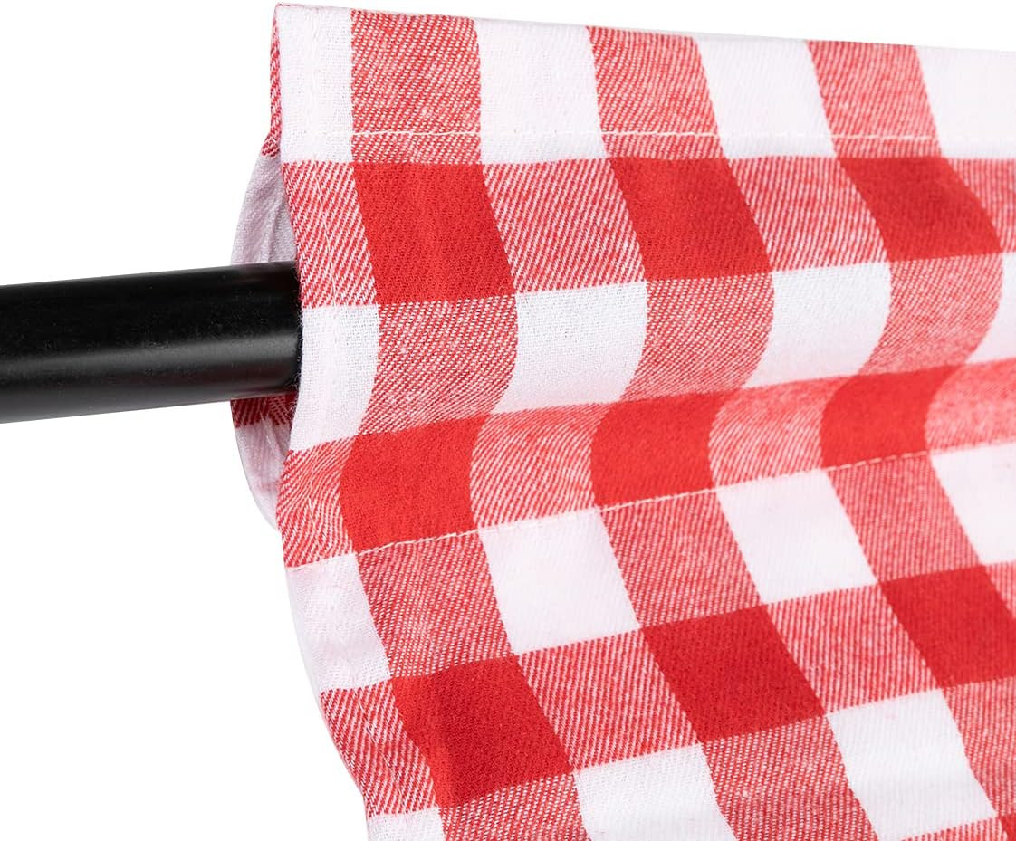 2 Pack Buffalo Check Plaid Window Valances Red and Black Farmhouse Design Windo