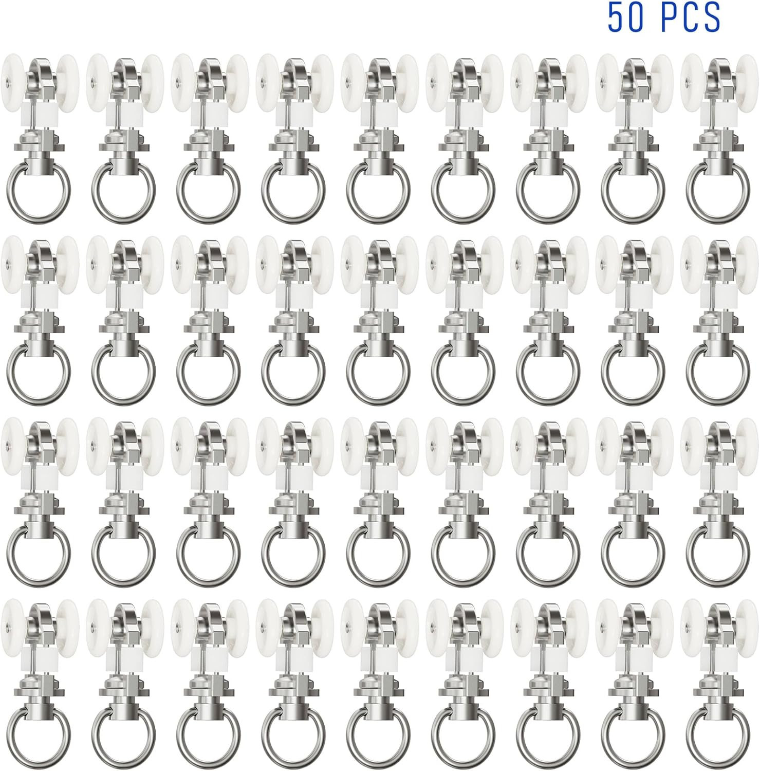 50Pcs 0.55″ Dia Curtain Track Rollers Alloy Twin Wheeled Carriers Drapery Rail f