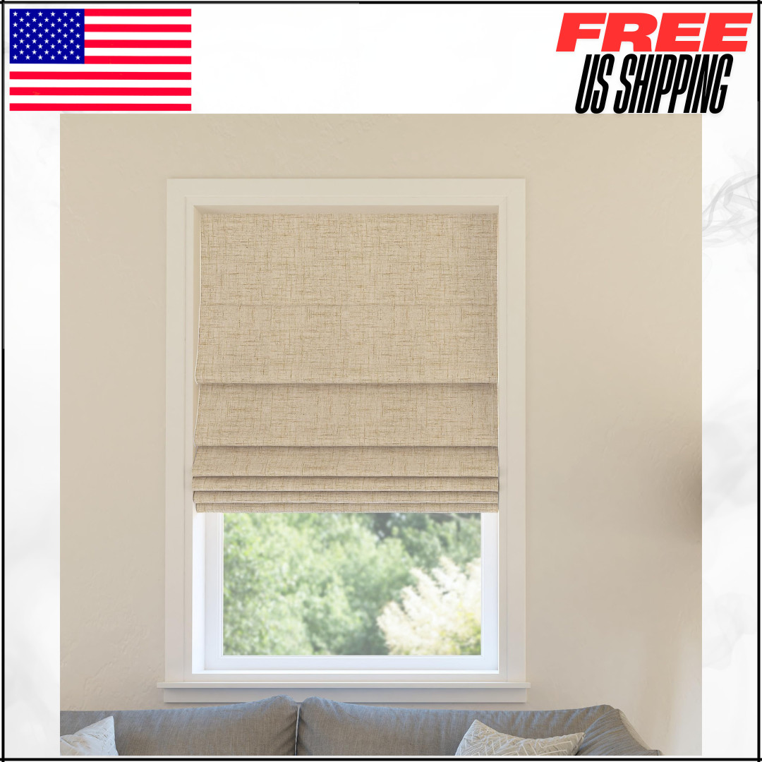 Seraphina Textured 100% Total Blackout Cordless Roman Shade Taupe 35″W x 64″H