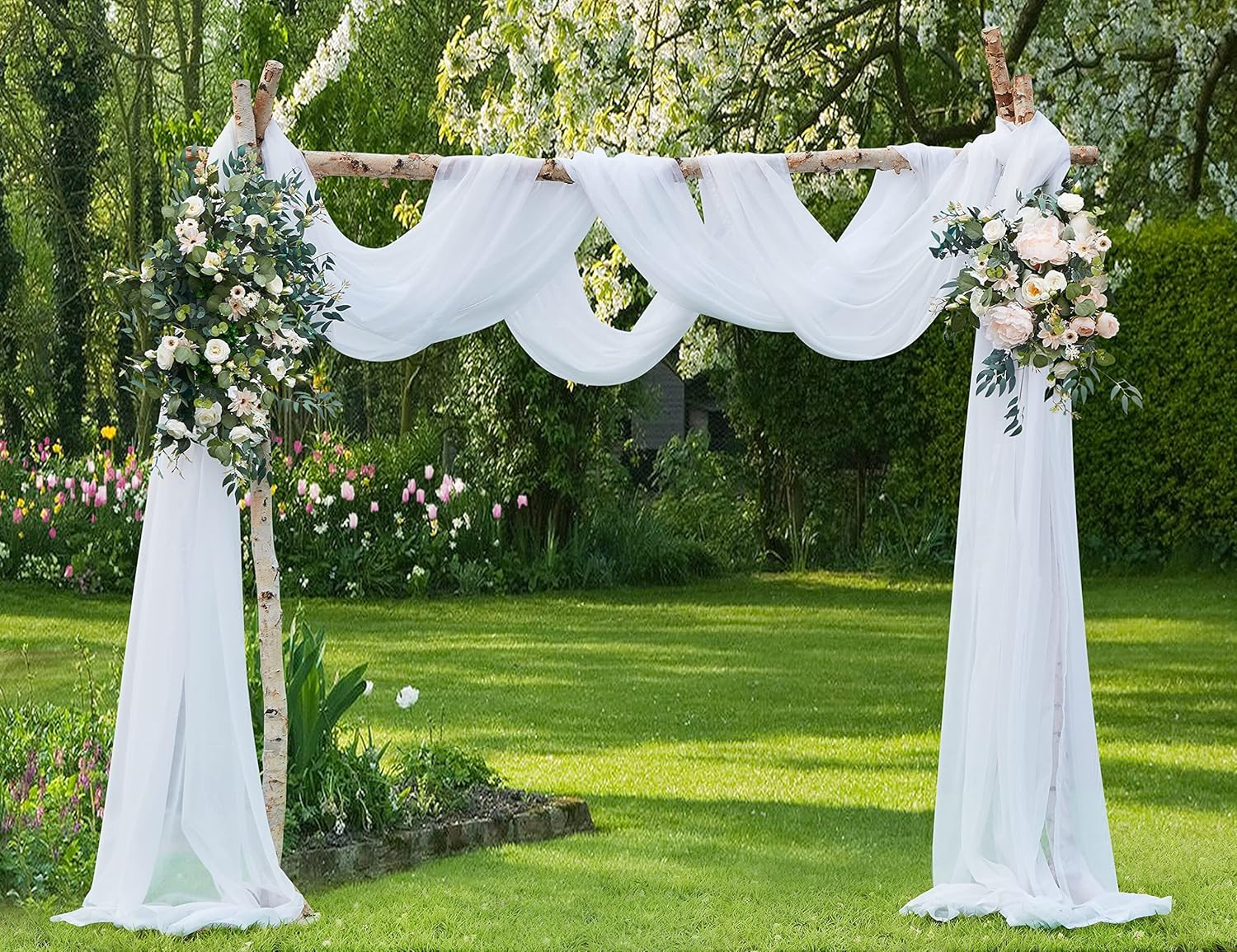 Extra Long White Sheer Window Scarf 45ft – Perfect for Canopy & Wedding Decor