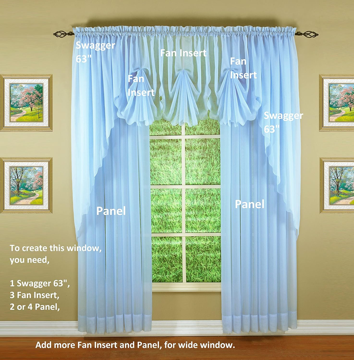 Emelia Original Voile Panel 72″, Sky Blue, 60″ W X 72″ L