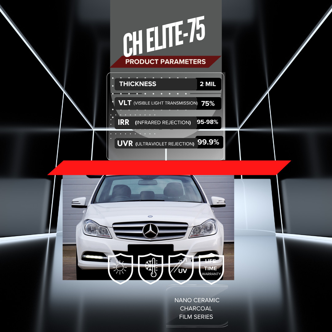 CH -Elite Nano Ceramic Charcoal Film Roll /Heat & UV Protection, Car/Home Film