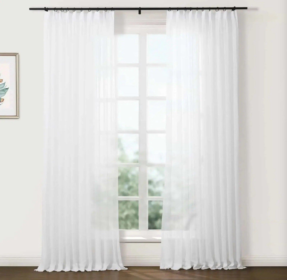 26×90 TwoPages White Linen Blend Pinch Pleated Curtains