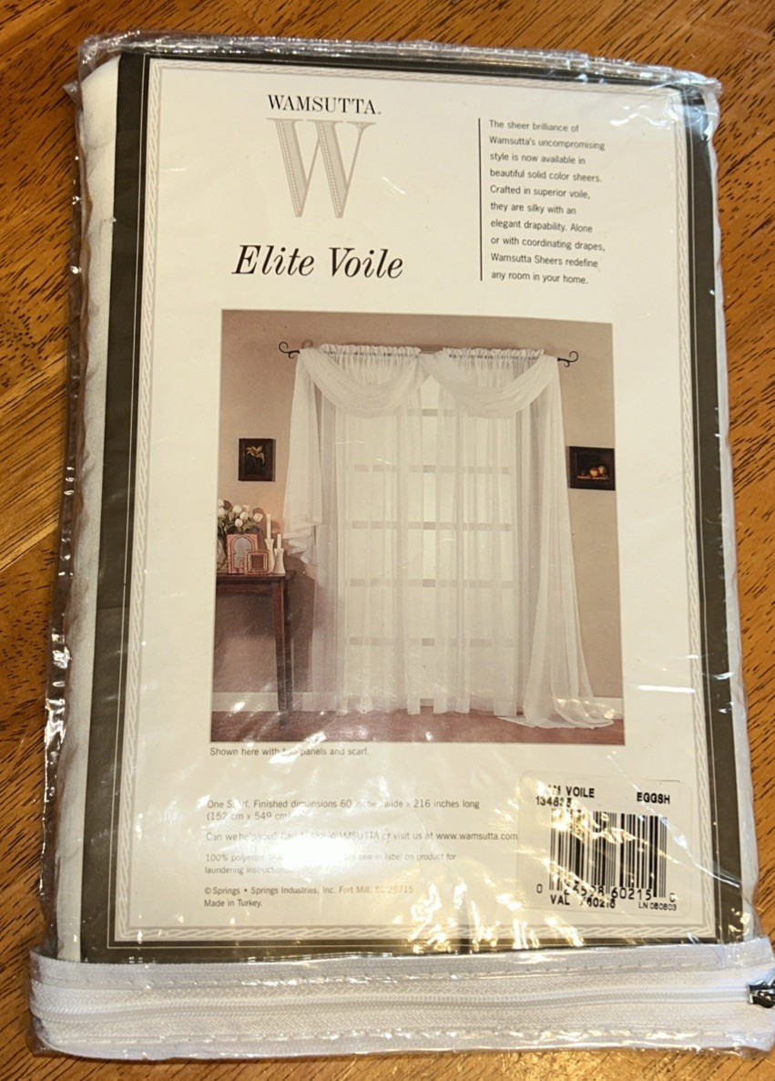 Wamsutta Elite Voile Window Scarf 60” x 216” Eggshell Color NIP One Scarf
