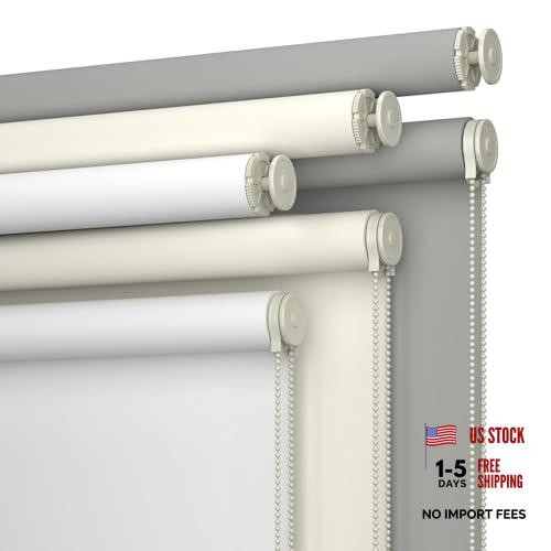 100% Blackout Roller Shade – UV 21.5″W x 75″H – No Drill – Beige