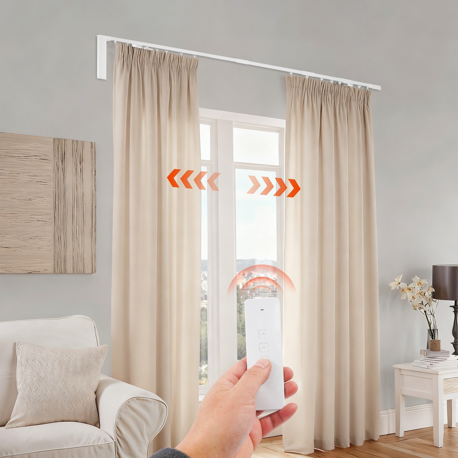 Remote Control 1.2-2.2m Motorized Curtain Track Motor Curtain Motor Track System