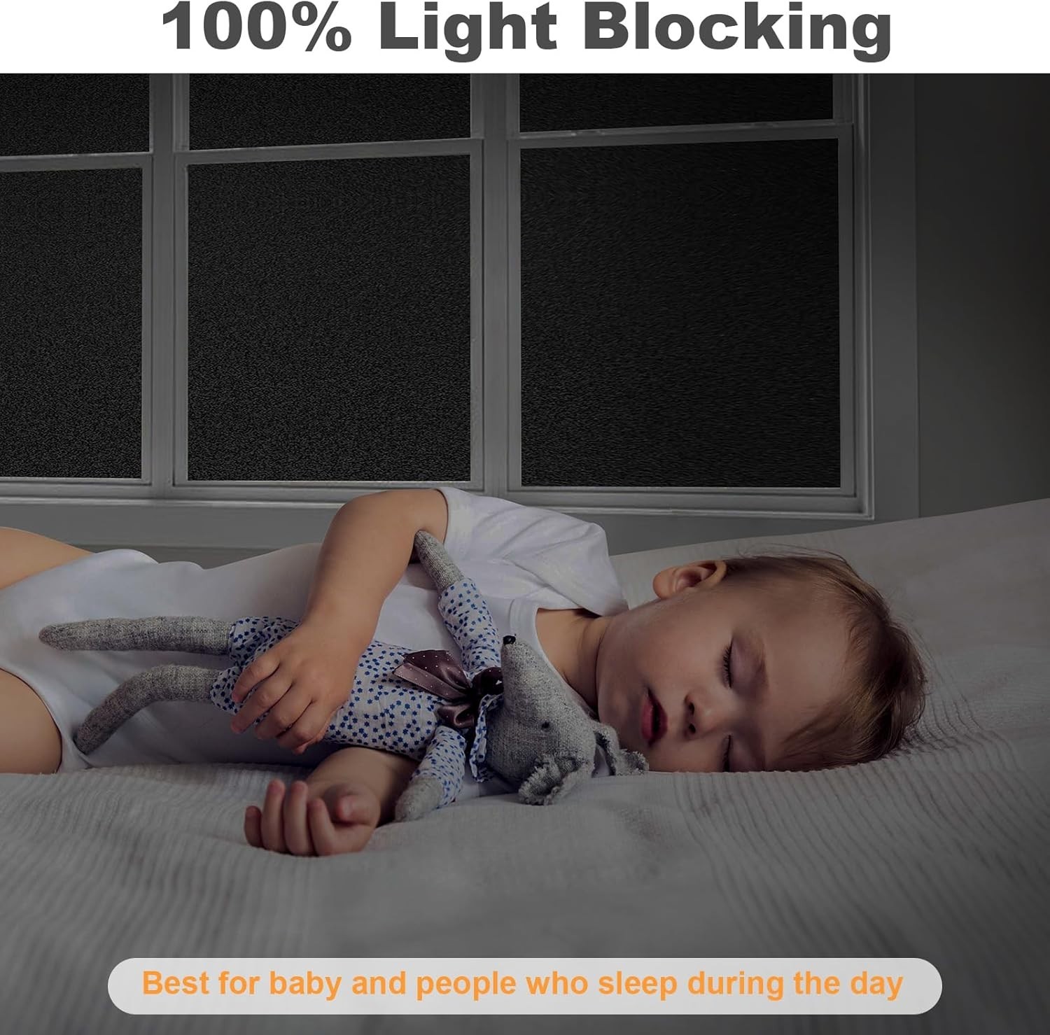 Blackout Light and Heat Blocking Window Privacy Film No Glue 17.5In*9.8Ft Black