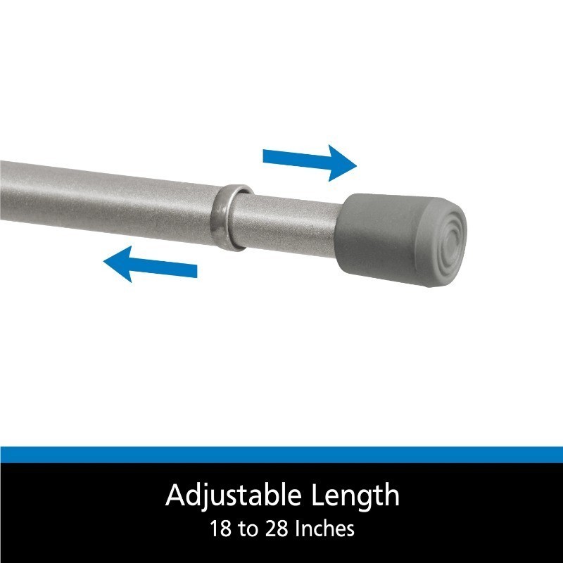 2 Pack 18-28 in Adjustable Spring Tension Curtain Rod 7/16in Diameter Steel Tube