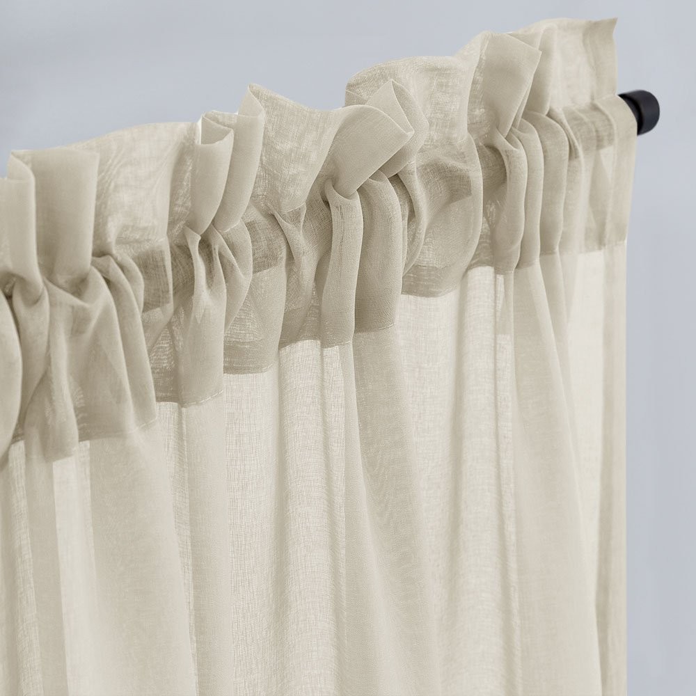 LAZZZY WINDOW TREATMENT SHEER CURTAIN 2PANELS (W 110″ X L 63″).