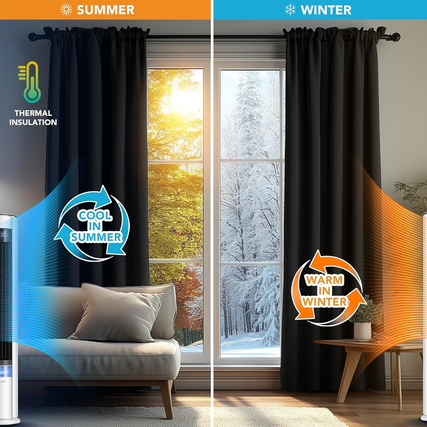Elegant Noise Reducing Blackout Drapes – Oeko-Tex Certified 42×63 Panels, 2 Pack
