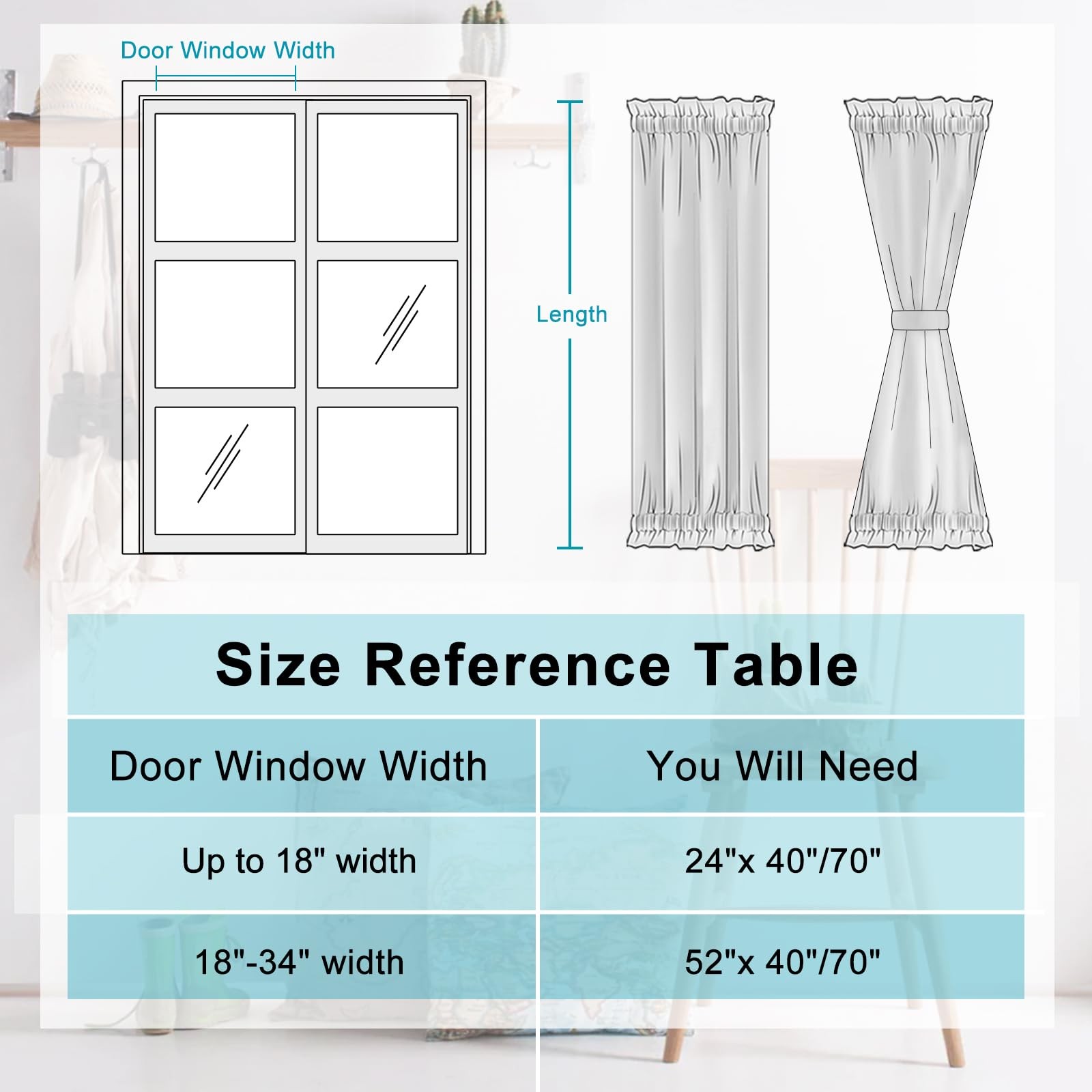 French Door Curtains for Small Window, Rod Pocket Semi Sheer Privacy Curtain …