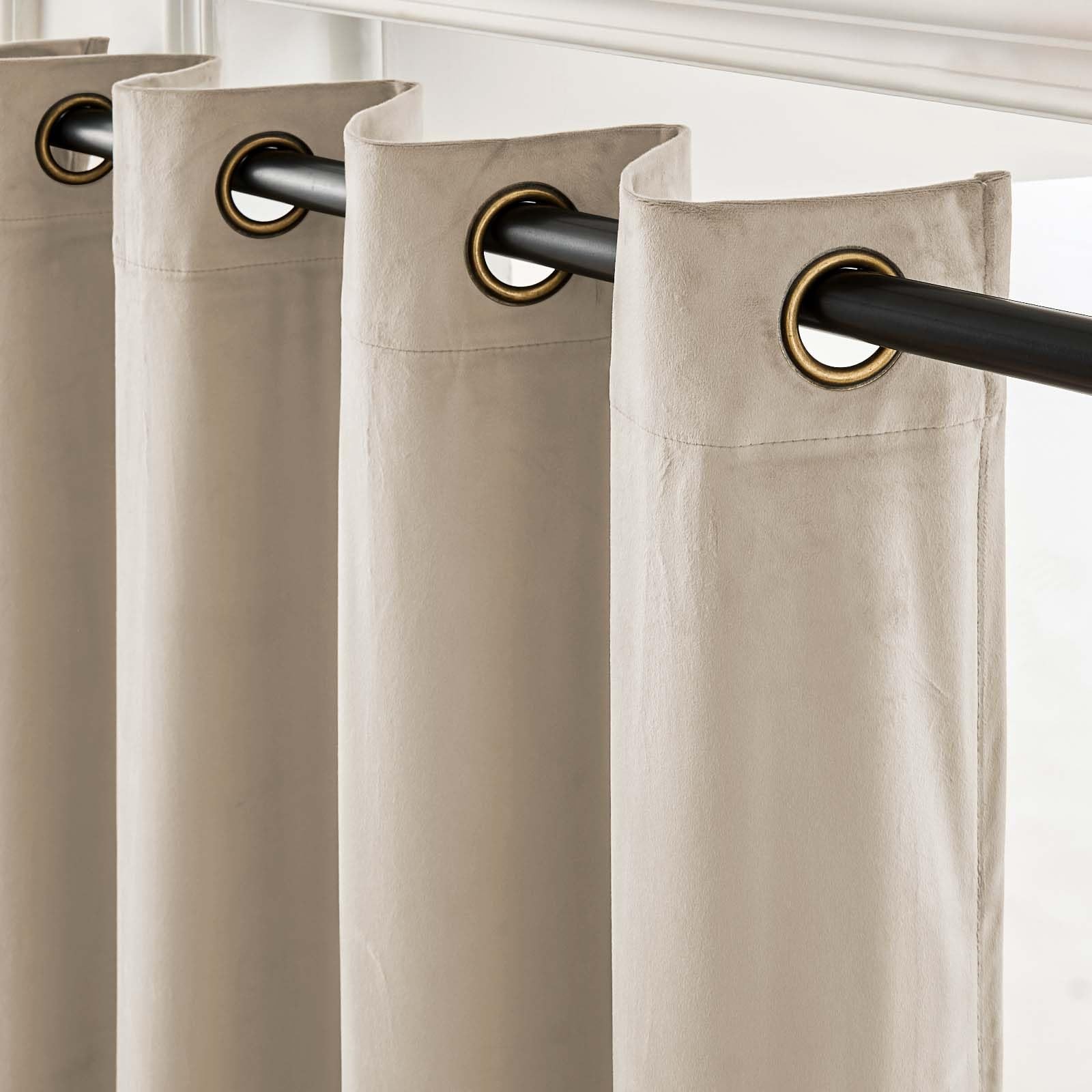 Lazzzy Polyester Curtains Beige 52″W x 90″L (Pack of 2), *Grommet |