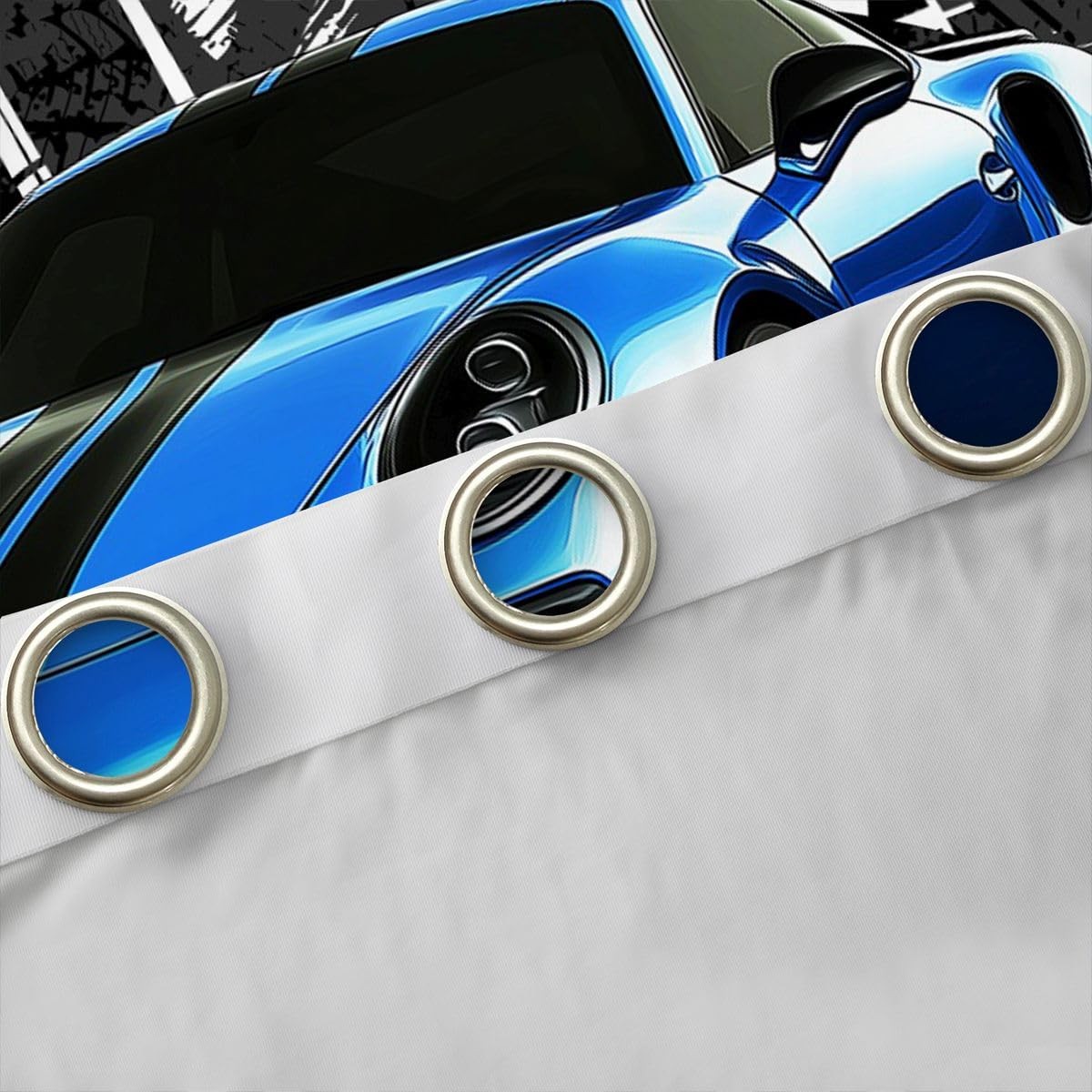 Blue Race Car Curtains Sports Car Window Drapes for Boys Sports Window Treatm…